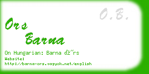 ors barna business card